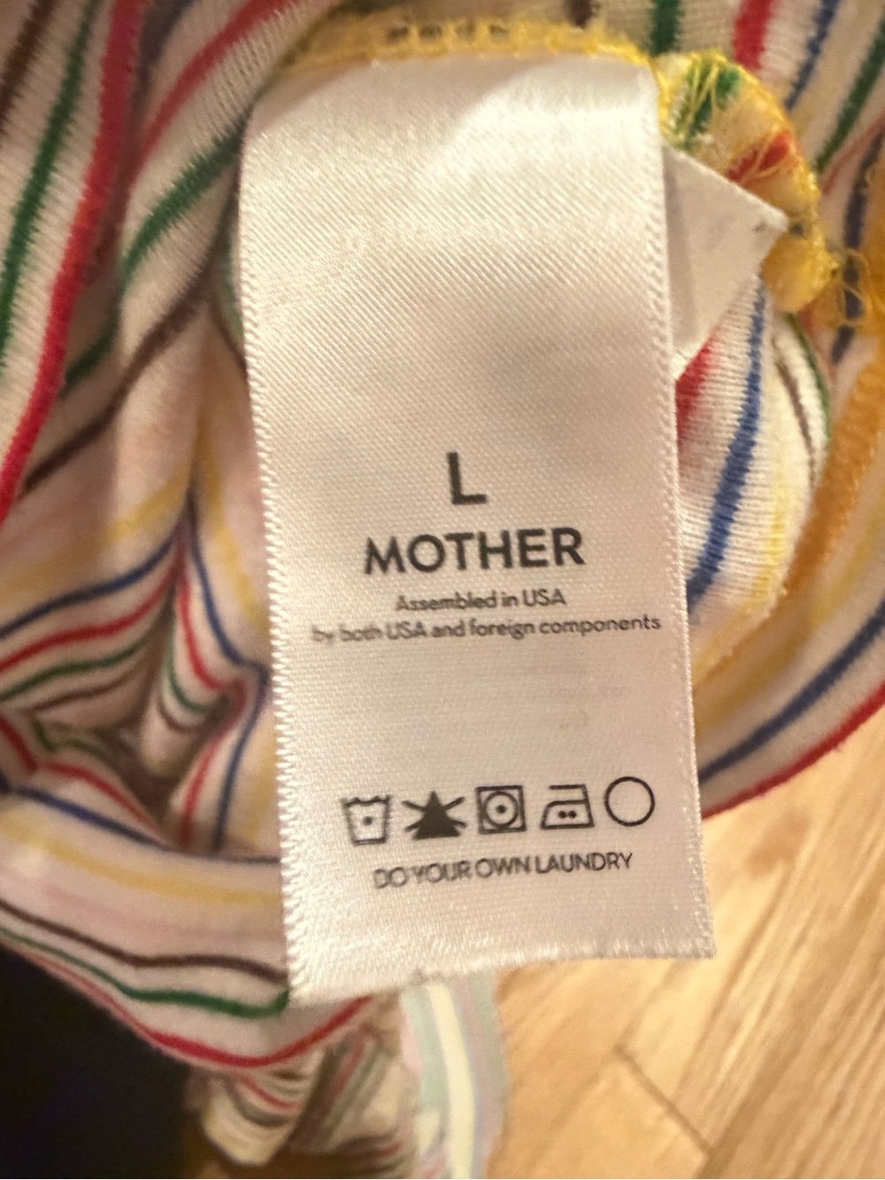 MOTHER The Itty Bitty Throwback Tee Rainbow Stripe V-Neck Large - Picture 4 of 7